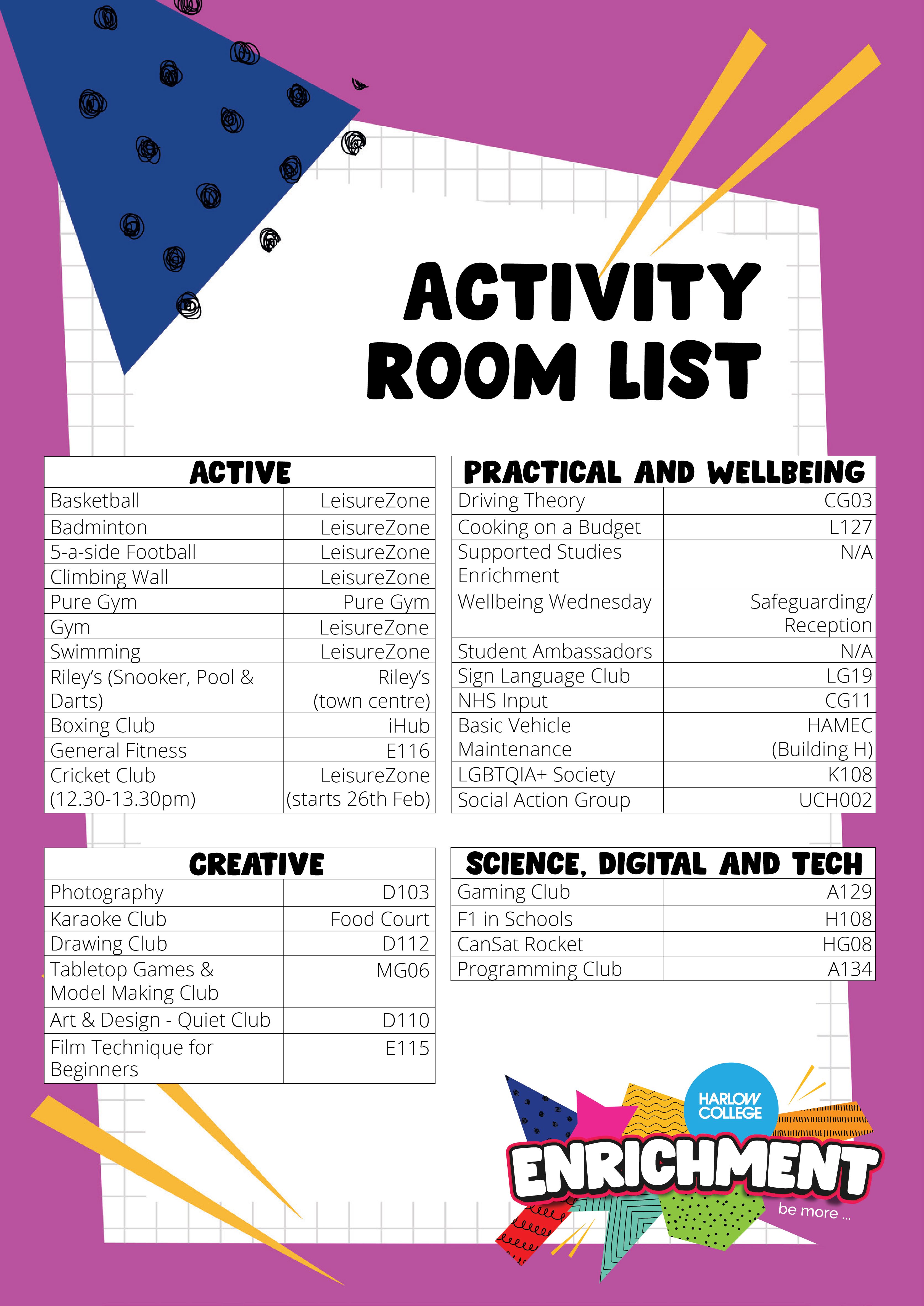 Enrichment Timetable Dec 2024