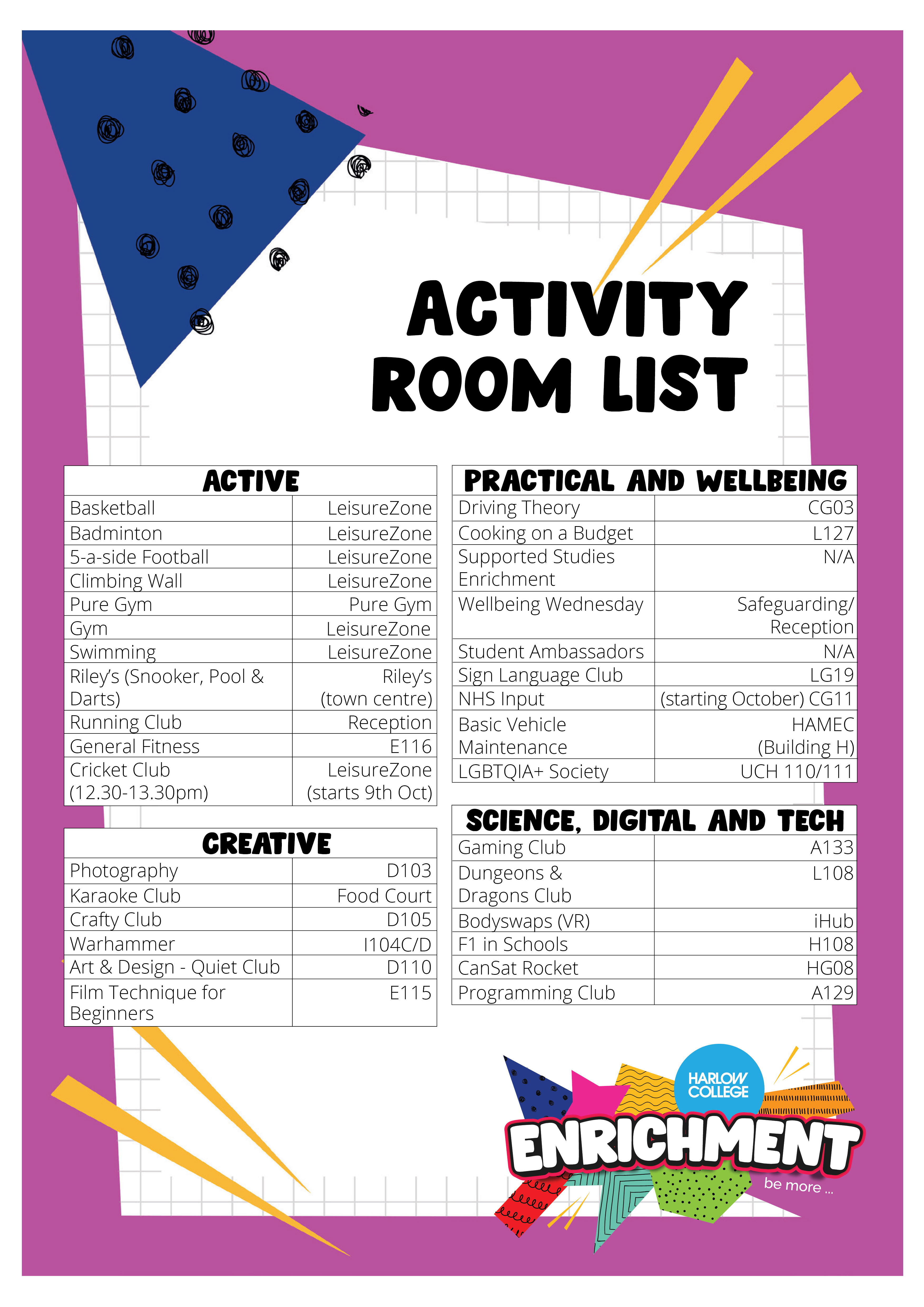 Enrichment Timetable Sept 2024